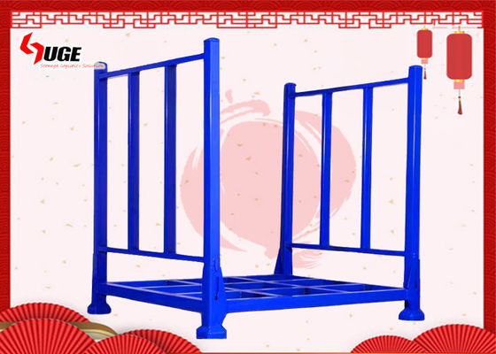 बड़े स्टैकेबल स्टैगेज / फैब्रिक कोल्ड रोल्ड ब्लू स्टील केज 4 लेयर पैलेटाइजिंग फ्रेम